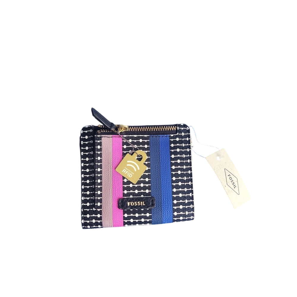 Fossil Black and Pink Striped Wallet